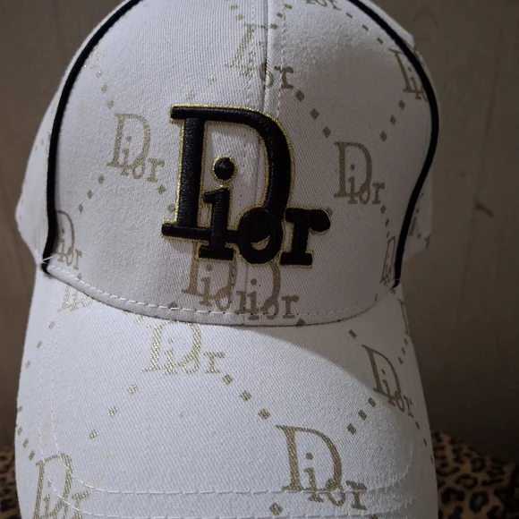 Dior White Cap with Navy And Gold Accents - Picture 6 of 6